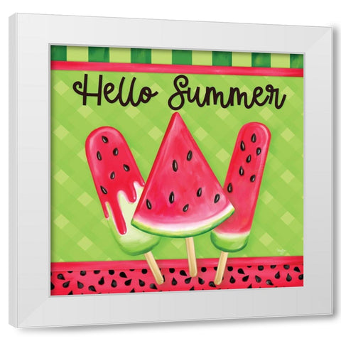 Hello Summer White Modern Wood Framed Art Print by Mollie B.