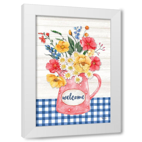 Americana Floral Pitcher White Modern Wood Framed Art Print by Mollie B.