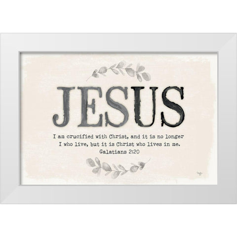 Jesus White Modern Wood Framed Art Print by Mollie B.