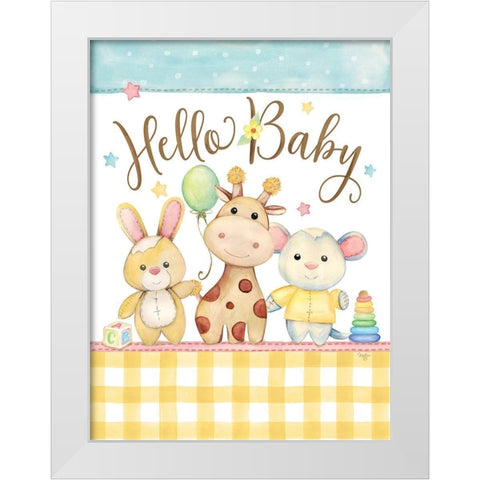 Baby Illustration White Modern Wood Framed Art Print by Mollie B.