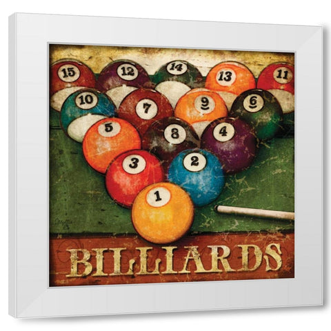 Billiards White Modern Wood Framed Art Print by Mollie B.