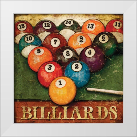 Billiards White Modern Wood Framed Art Print by Mollie B.