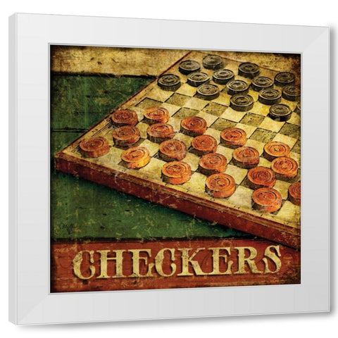 Checkers White Modern Wood Framed Art Print by Mollie B.