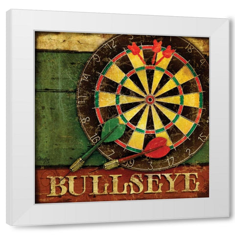 Bullseye White Modern Wood Framed Art Print by Mollie B.