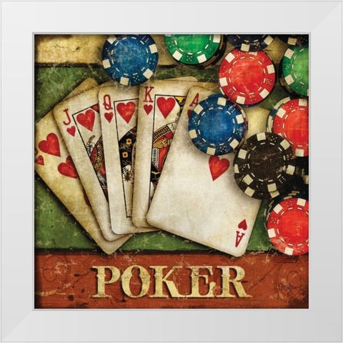Poker White Modern Wood Framed Art Print by Mollie B.