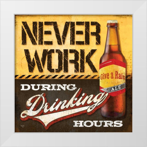 Drinking Hours White Modern Wood Framed Art Print by Mollie B.