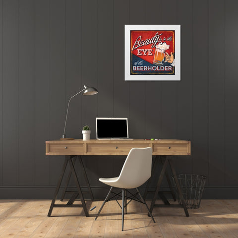 Beerholder White Modern Wood Framed Art Print by Mollie B.
