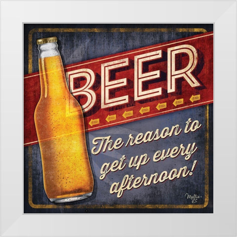 Beer White Modern Wood Framed Art Print by Mollie B.
