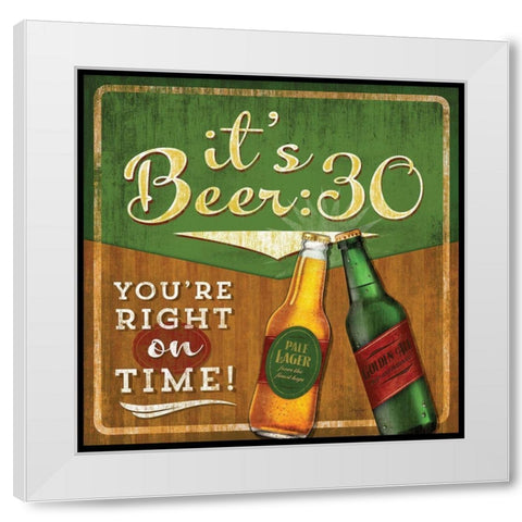 Beer 30 White Modern Wood Framed Art Print by Mollie B.