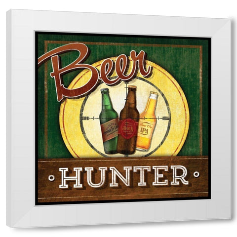 Beer Hunter White Modern Wood Framed Art Print by Mollie B.