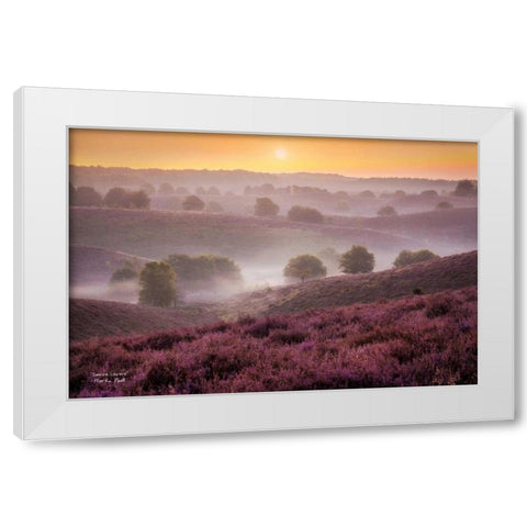 Sunrise Layers White Modern Wood Framed Art Print by Podt, Martin