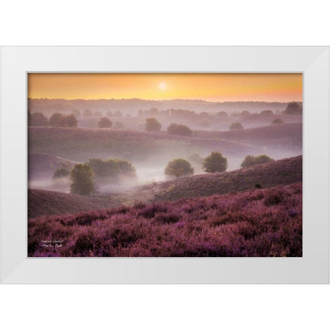 Sunrise Layers White Modern Wood Framed Art Print by Podt, Martin