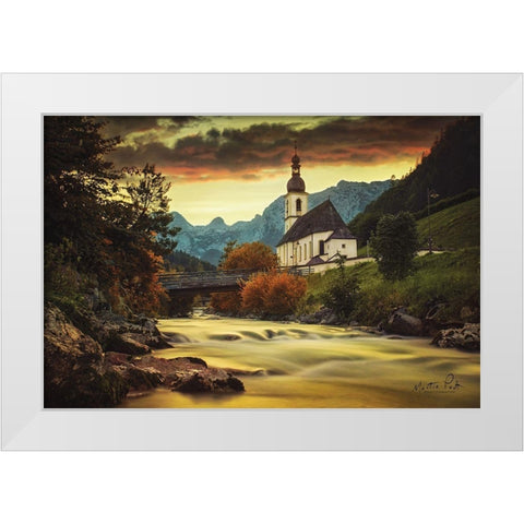 The Church White Modern Wood Framed Art Print by Podt, Martin