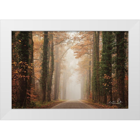 Foggy Autumn Road   White Modern Wood Framed Art Print by Podt, Martin