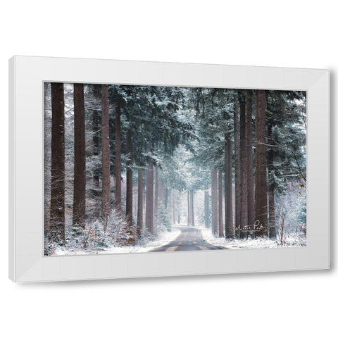 Pines in Winter Dress White Modern Wood Framed Art Print by Podt, Martin