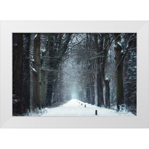 Snow in Markelo White Modern Wood Framed Art Print by Podt, Martin