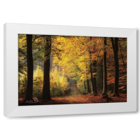 Autumn Mood White Modern Wood Framed Art Print by Podt, Martin