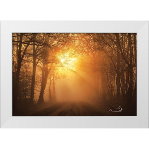 Misty Sunrise White Modern Wood Framed Art Print by Podt, Martin