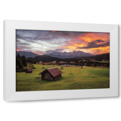 A Perfect Morning in the Alps White Modern Wood Framed Art Print by Podt, Martin