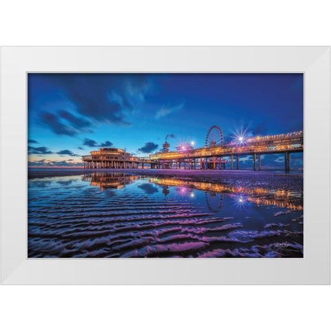 Blue Hour II White Modern Wood Framed Art Print by Podt, Martin