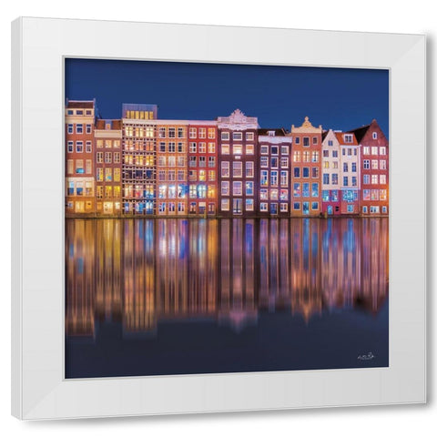 Building Row Reflections 1 White Modern Wood Framed Art Print by Podt, Martin