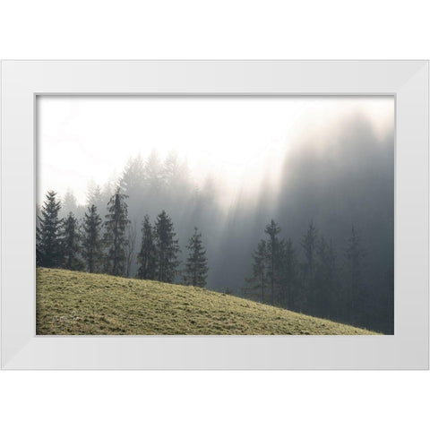 Mountain Glory White Modern Wood Framed Art Print by Podt, Martin