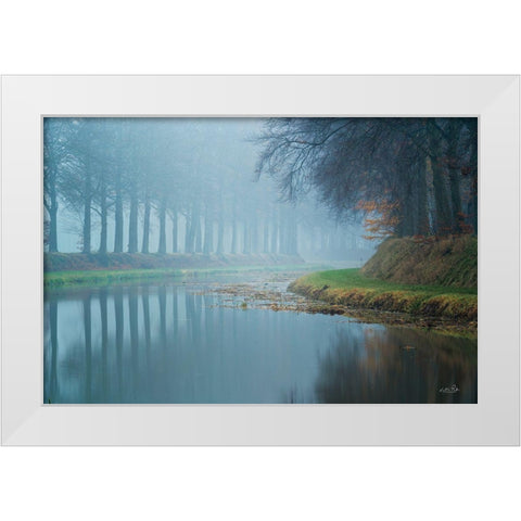 Foggy Reflections    White Modern Wood Framed Art Print by Podt, Martin