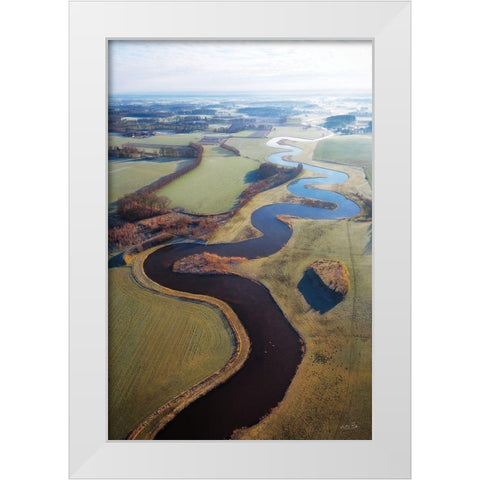 Flat Country from Above White Modern Wood Framed Art Print by Podt, Martin