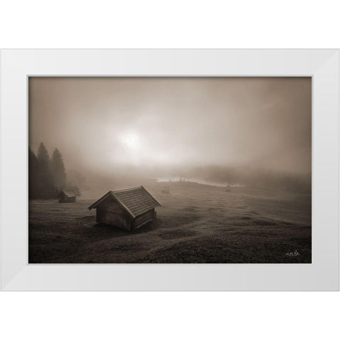 Misty Morning Sunrise     White Modern Wood Framed Art Print by Podt, Martin