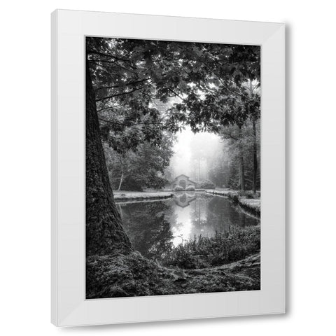 Cabin in the Woods White Modern Wood Framed Art Print by Podt, Martin