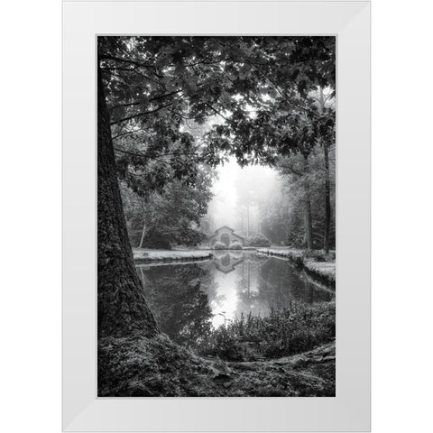 Cabin in the Woods White Modern Wood Framed Art Print by Podt, Martin