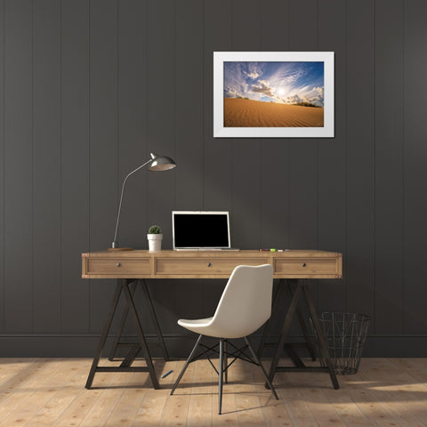 Sandy Perspective White Modern Wood Framed Art Print by Podt, Martin