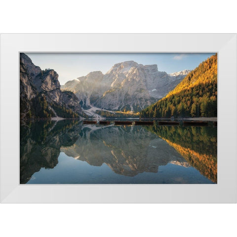 Mountain Reflections White Modern Wood Framed Art Print by Podt, Martin