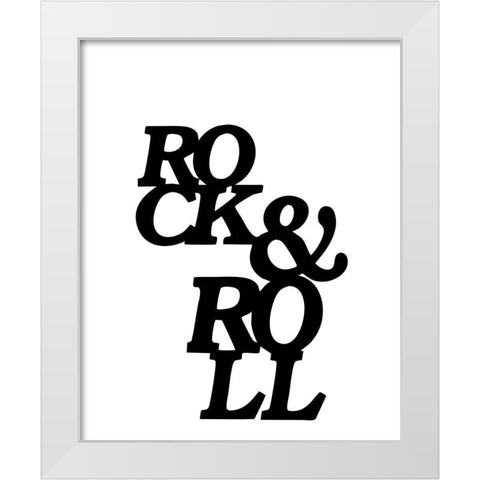 Rock And Roll White Modern Wood Framed Art Print by Masey St. Studios