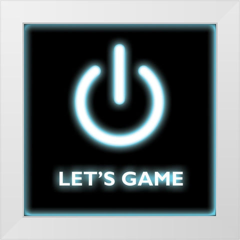Lets Game White Modern Wood Framed Art Print by Masey St. Studios