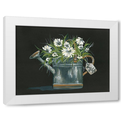 Watering Can Daisy White Modern Wood Framed Art Print by Norkus, Julie