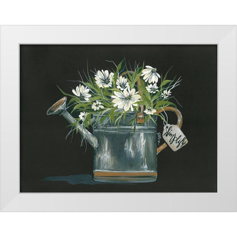Watering Can Daisy White Modern Wood Framed Art Print by Norkus, Julie