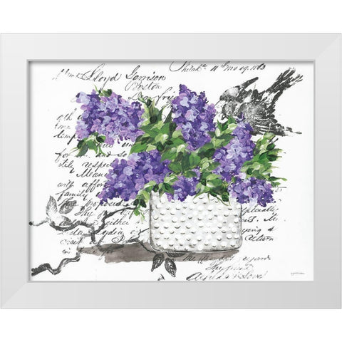 Hobnail Lilac Bird White Modern Wood Framed Art Print by Norkus, Julie