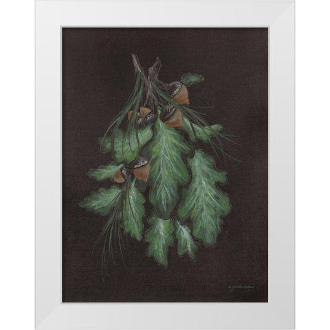 Oak and Acorn White Modern Wood Framed Art Print by Norkus, Julie