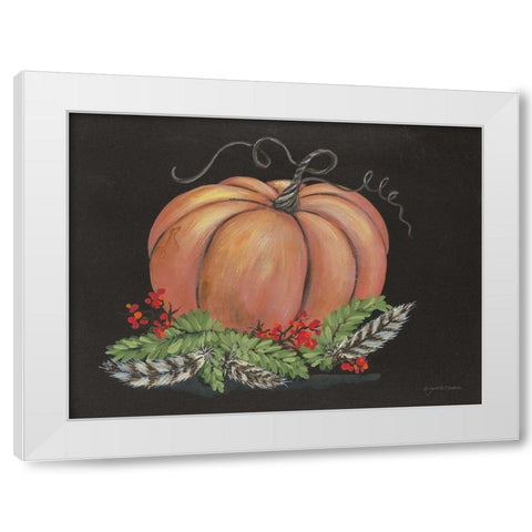 Pumpkin and Feathers White Modern Wood Framed Art Print by Norkus, Julie