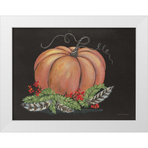 Pumpkin and Feathers White Modern Wood Framed Art Print by Norkus, Julie