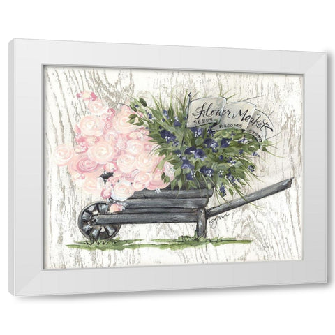 Flower Market Wheelbarrow White Modern Wood Framed Art Print by Norkus, Julie