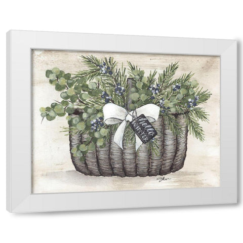 Winter Greens Basket White Modern Wood Framed Art Print by Norkus, Julie