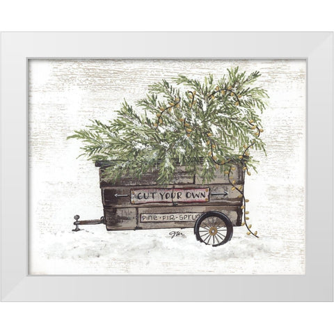 Cut Your Own Trees Wagon White Modern Wood Framed Art Print by Norkus, Julie