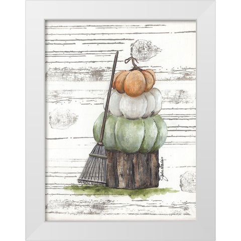 Raking Leaves White Modern Wood Framed Art Print by Norkus, Julie