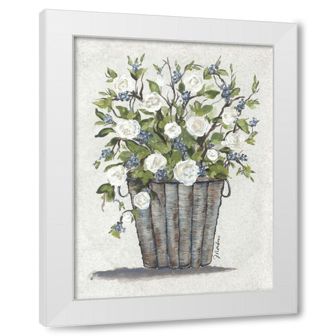Sweet Rose Basket White Modern Wood Framed Art Print by Norkus, Julie
