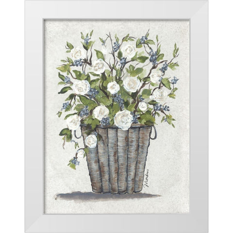 Sweet Rose Basket White Modern Wood Framed Art Print by Norkus, Julie