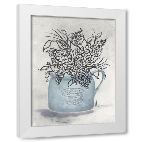 Sketchy Floral Enamel Pot White Modern Wood Framed Art Print by Norkus, Julie