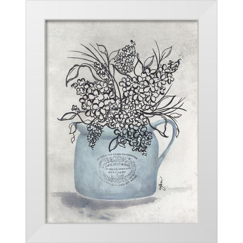 Sketchy Floral Enamel Pot White Modern Wood Framed Art Print by Norkus, Julie