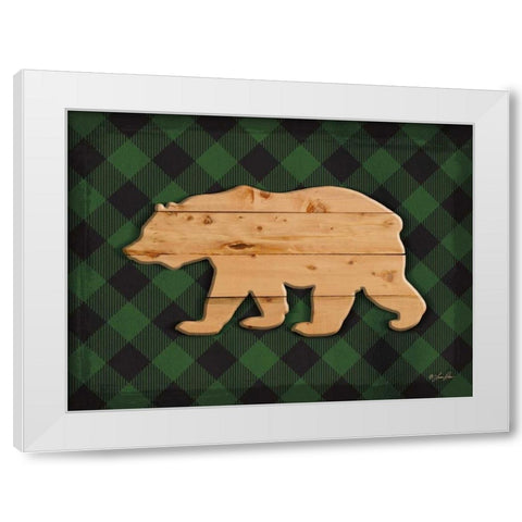 Wood and Plaid Bear White Modern Wood Framed Art Print by Rader, Lauren